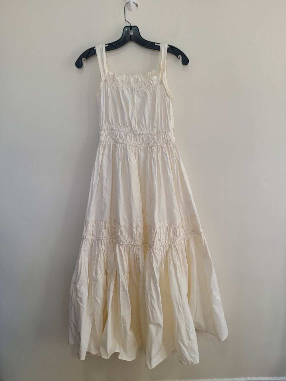 KAREN MILLEN Cotton Tiered Strappy Maxi Dress Cream Cotton Size US 2